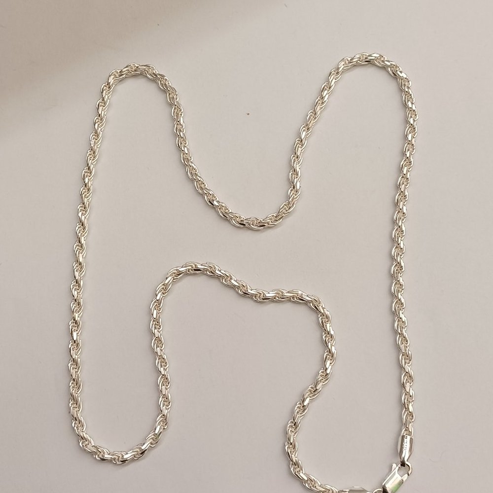 925 Sterling Silver Rope Style Chain - Picture 3 of 7